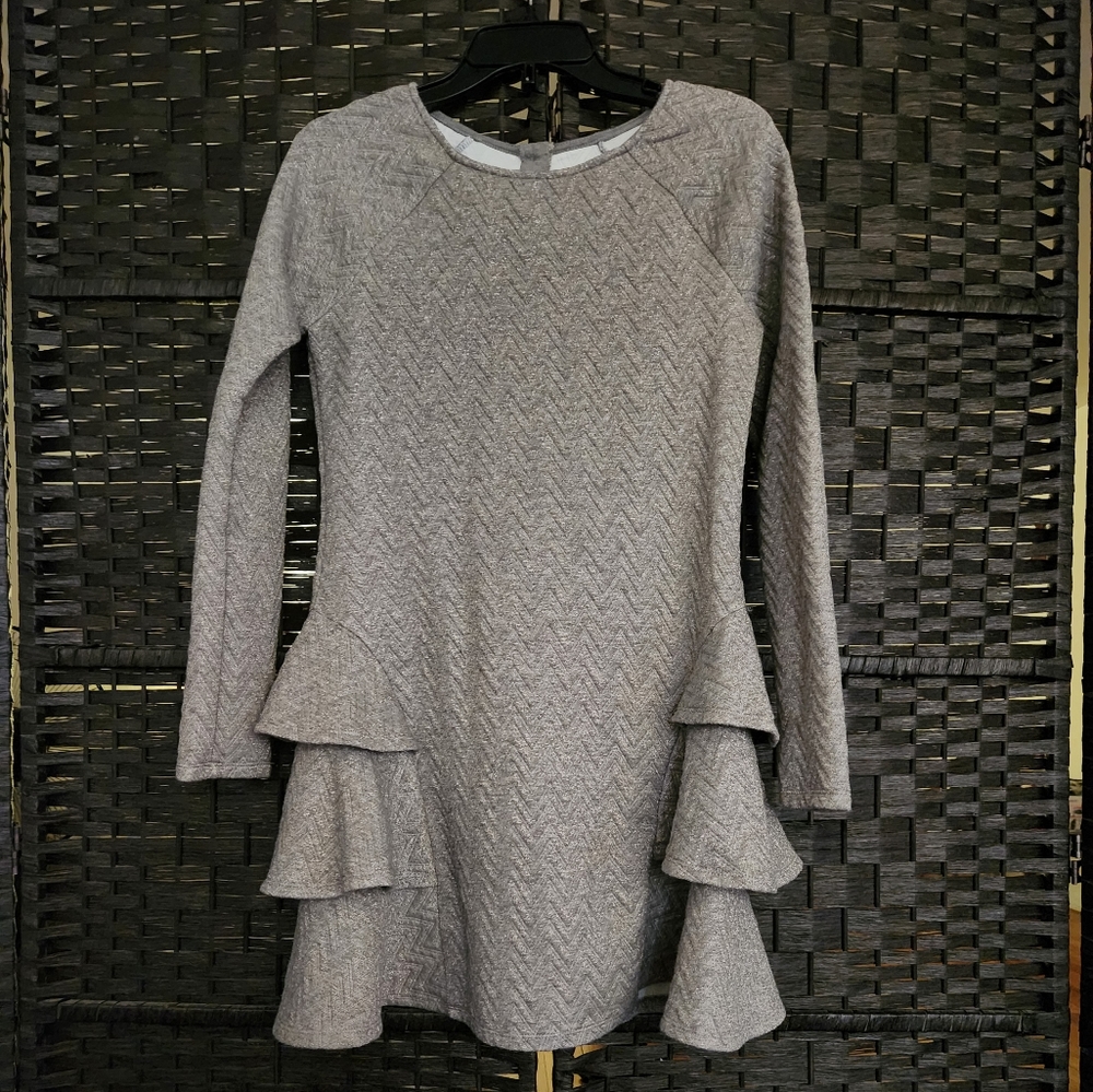 Patterned Series: Glittery Chevron Style Ruffle Dress - Picture 3 of 9